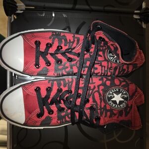 Converse Chuck Taylor All Star Red Black Graffiti High Tops